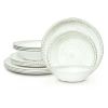 12-Piece Dinnerware Set Melamine Plastic Plates and Bowls Serves 4 Durable Dishwasher Safe French Country House Oysters