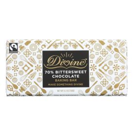 Divine Baking Bar - 70 Percent Bittersweet Chocolate - 5.3 oz Bar - Case of 12