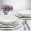 12-Piece Dinnerware Set Melamine Plastic Plates and Bowls Serves 4 Durable Dishwasher Safe French Country House Oysters