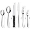 48 Piece Silverware Set with Steak Knives; Stainless Steel Flatware Set; Cutlery Set for 8 Steak Knife/Fork/Spoon