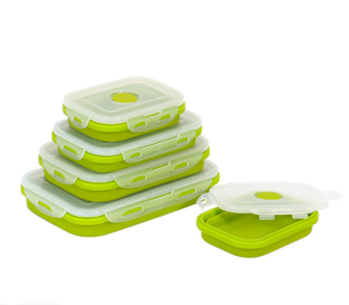 Reusable Pizza Storage Container with  Microwavable Serving Trays - Adjustable Pizza Slice Container to Organize & Save Space - BPA Free, Microwave, & (Color: green, size: 800ML)