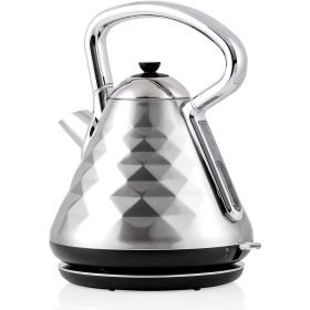 Electric Kettle Hot Water Boiler Stainless Steel 1.7 L Automatic Shut-Off 1500W Cleo Collection Cool Touch Handle Portable Brew Coffee Maker Tea Heate (Color: Silver)