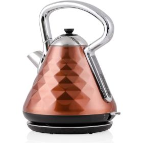 Electric Kettle Hot Water Boiler Stainless Steel 1.7 L Automatic Shut-Off 1500W Cleo Collection Cool Touch Handle Portable Brew Coffee Maker Tea Heate (Color: Copper)