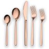 20 Pieces Gold Plated Stainless Steel Flatware Set; Sliverware Cutlery Set Service for 4; Mirror Polished