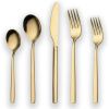 20 Pieces Gold Plated Stainless Steel Flatware Set; Sliverware Cutlery Set Service for 4; Mirror Polished