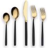 20 Pieces Gold Plated Stainless Steel Flatware Set; Sliverware Cutlery Set Service for 4; Mirror Polished