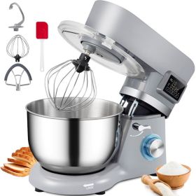 Smart Household 660W Stand Mixer 6-Speed Tilt-Head Dough Mixer W/ 3 Attachments (Color: Grey, Capacity: 5.8 Qt / 5.5 L)