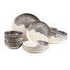 Dinnerware Grey Drip Stoneware; 12 Piece Set