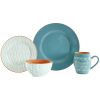 16 Piece Stoneware Dinnerware Set in Slate and Pearl