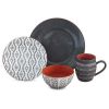 16 Piece Stoneware Dinnerware Set in Slate and Pearl