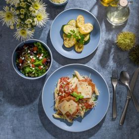 12-Piece Blue Stoneware Dinnerware Set (Color: Blue, Material: Stoneware)