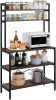 5 Tiers Kitchen Microwave Rack With Storage Cabinet Wooden Storage Rack For Dining Room