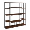 Bookcase and Bookshelf, Home Office 5 Tier Bookshelf, Open Freestanding Storage Shelf with Metal Frame