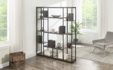 Bookcase and Bookshelf, Home Office 5 Tier Bookshelf, Open Freestanding Storage Shelf with Metal Frame