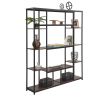 Bookcase and Bookshelf, Home Office 5 Tier Bookshelf, Open Freestanding Storage Shelf with Metal Frame