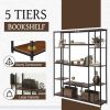 Bookcase and Bookshelf, Home Office 5 Tier Bookshelf, Open Freestanding Storage Shelf with Metal Frame