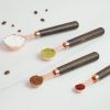 Kitchen Accessories 4Pcs/Set Measuring Cups Spoons Stainless Steel Plated Copper Wooden Handle Cooking Baking Tools