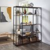 Bookcase and Bookshelf, Home Office 5 Tier Bookshelf, Open Freestanding Storage Shelf with Metal Frame