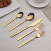 20 Pieces Gold Plated Stainless Steel Flatware Set; Sliverware Cutlery Set Service for 4; Mirror Polished