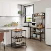 5 Tiers Kitchen Microwave Rack With Storage Cabinet Wooden Storage Rack For Dining Room