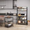 5 Tiers Kitchen Microwave Rack With Storage Cabinet Wooden Storage Rack For Dining Room