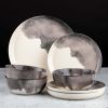 Dinnerware Grey Drip Stoneware; 12 Piece Set