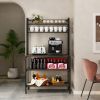 5 Tiers Kitchen Microwave Rack With Storage Cabinet Wooden Storage Rack For Dining Room