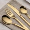 20 Pieces Gold Plated Stainless Steel Flatware Set; Sliverware Cutlery Set Service for 4; Mirror Polished