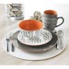 16 Piece Stoneware Dinnerware Set in Slate and Pearl